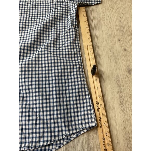 Izod Mens Medium Blue & White Checkered Short Sleeve Button-Down Shirt - Picture 5 of 8